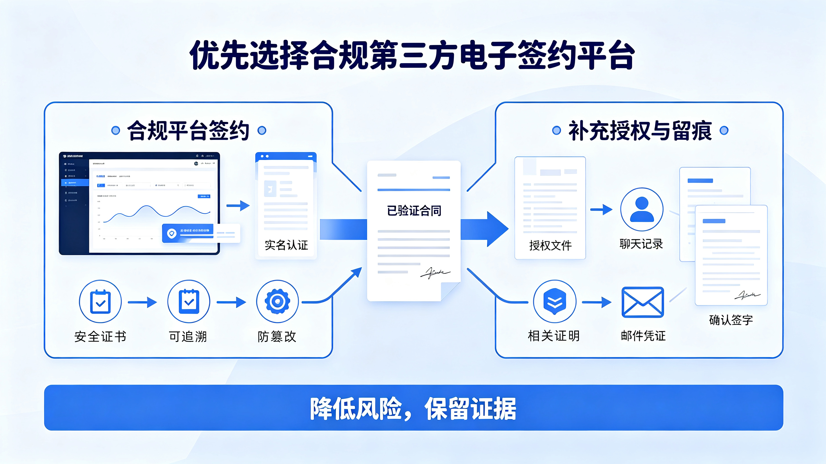 优先选择合规第三方电子签约平台，或要求对方补充授权文件、沟通留痕.jpg